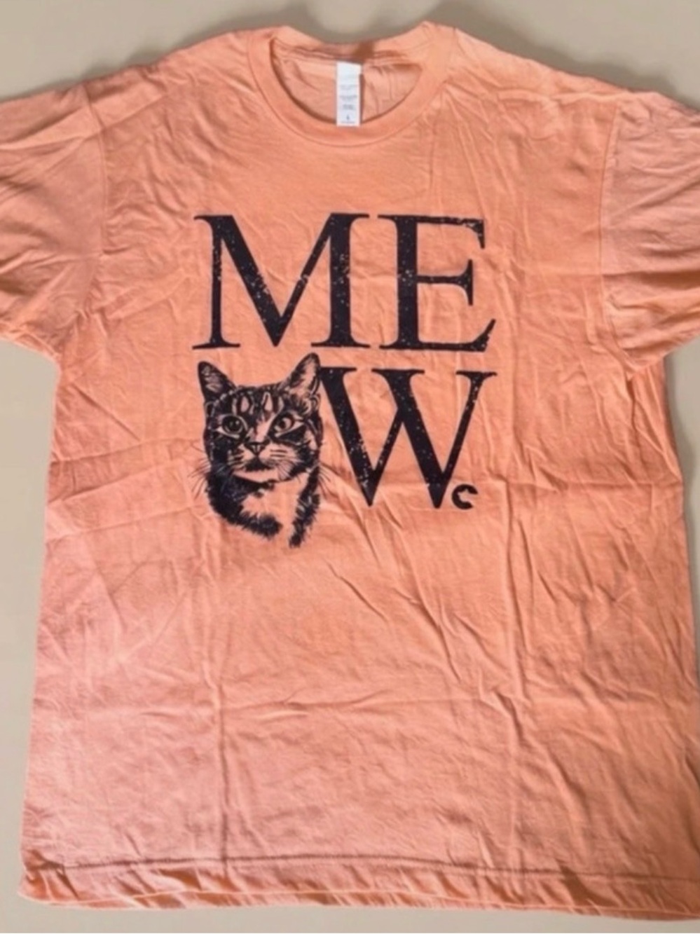 CatLadyBox Tabby Cat Graphic Tee - “MEOW” - Large